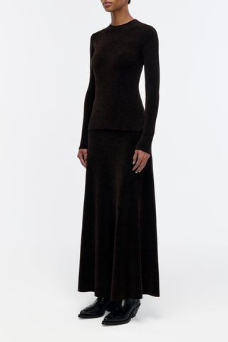 Muir Knit Skirt in Chocolate Silk