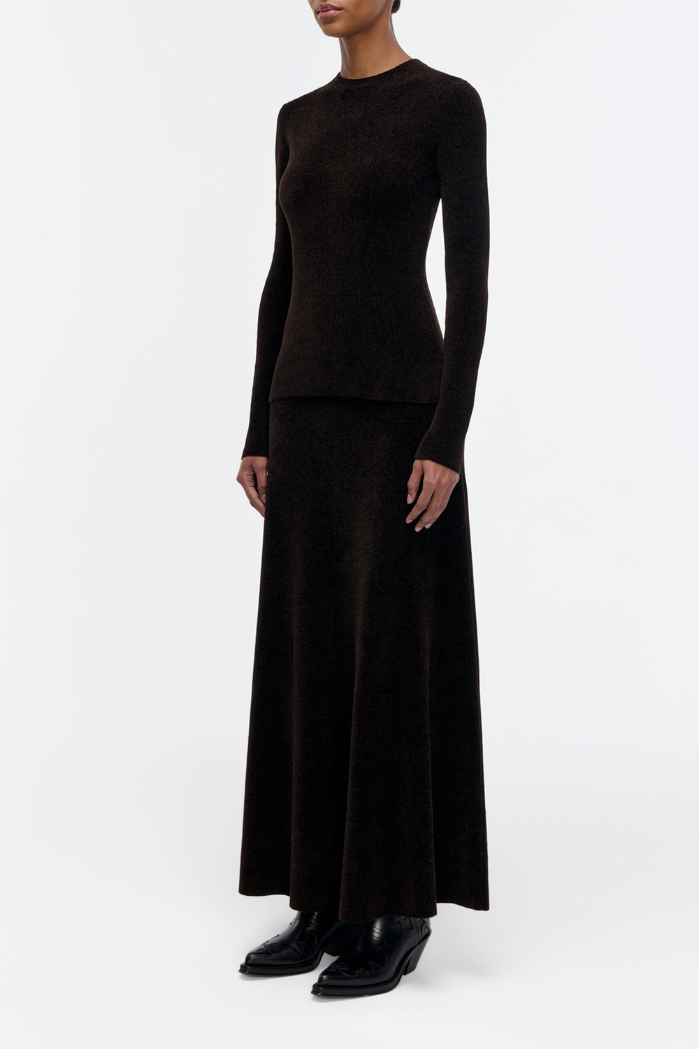 Muir Knit Skirt in Chocolate Silk