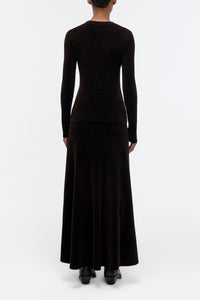 Muir Knit Skirt in Chocolate Silk
