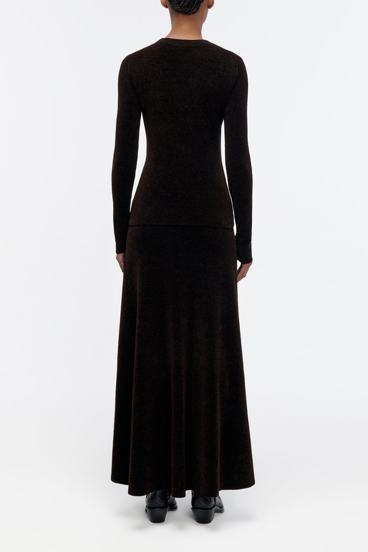 Muir Knit Skirt in Chocolate Silk