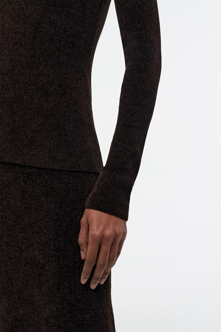 Regent Knit Sweater in Chocolate Silk