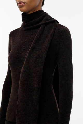Solus Knit Scarf in Chocolate Silk