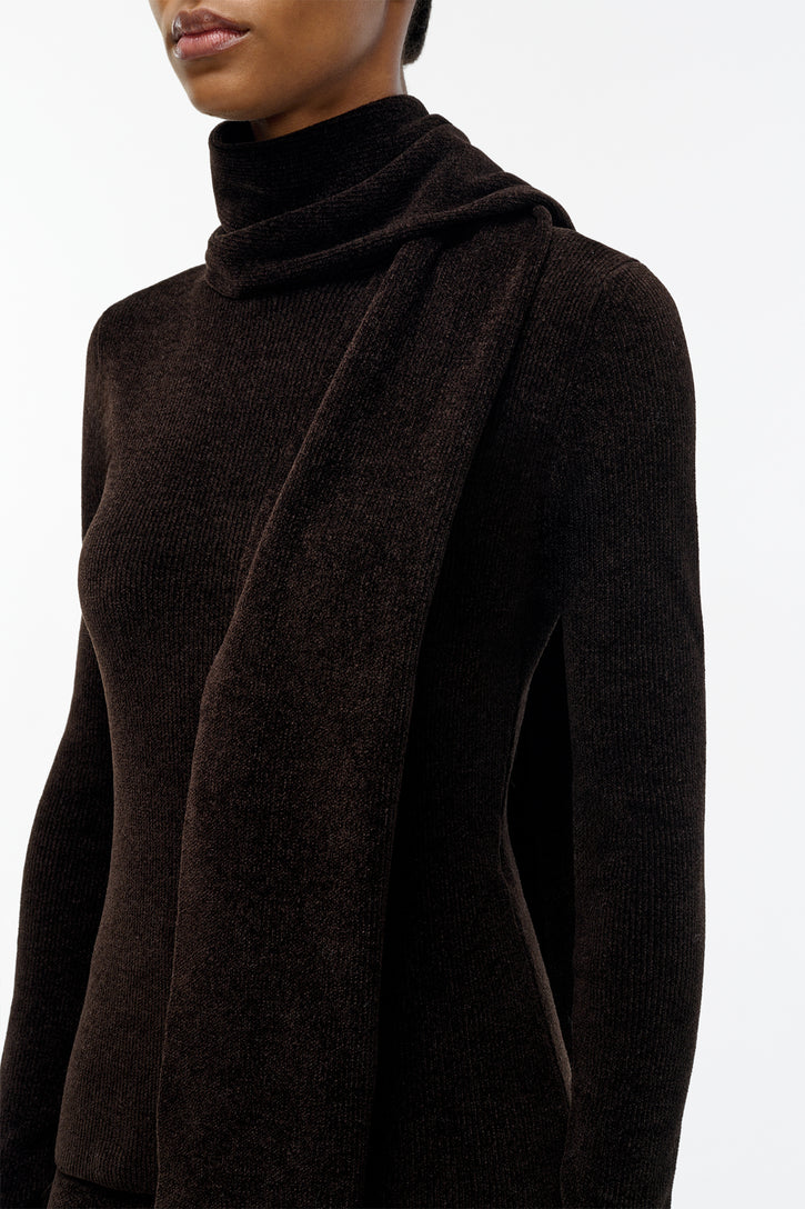 Solus Knit Scarf in Chocolate Silk