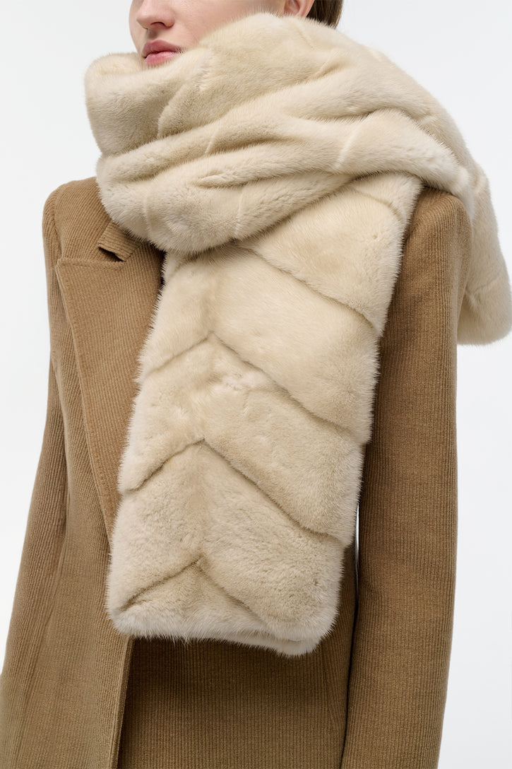 Maccabee Scarf in Ivory Recycled Fur