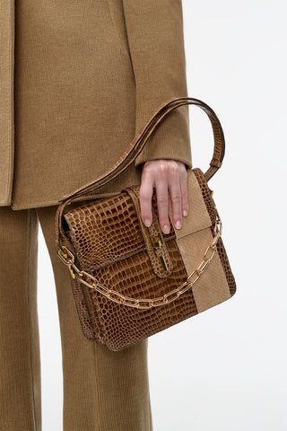 Vintage No.10 Bag in Cognac Crocodile Leather & Snakeskin