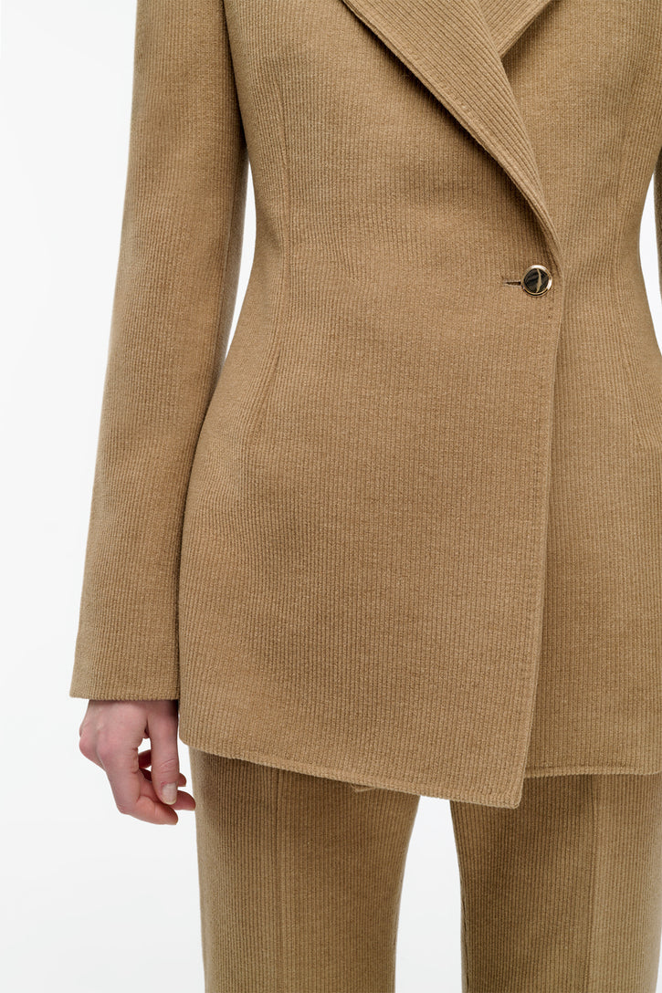 Lewis Blazer in Camel Cashmere Wool Corduroy