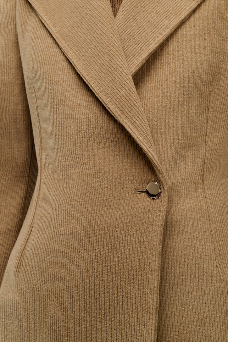 Lewis Blazer in Camel Cashmere Wool Corduroy