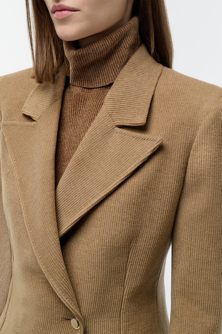 Lewis Blazer in Camel Cashmere Wool Corduroy