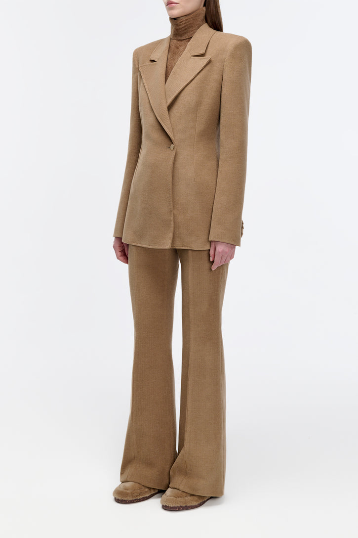 Lewis Blazer in Camel Cashmere Wool Corduroy