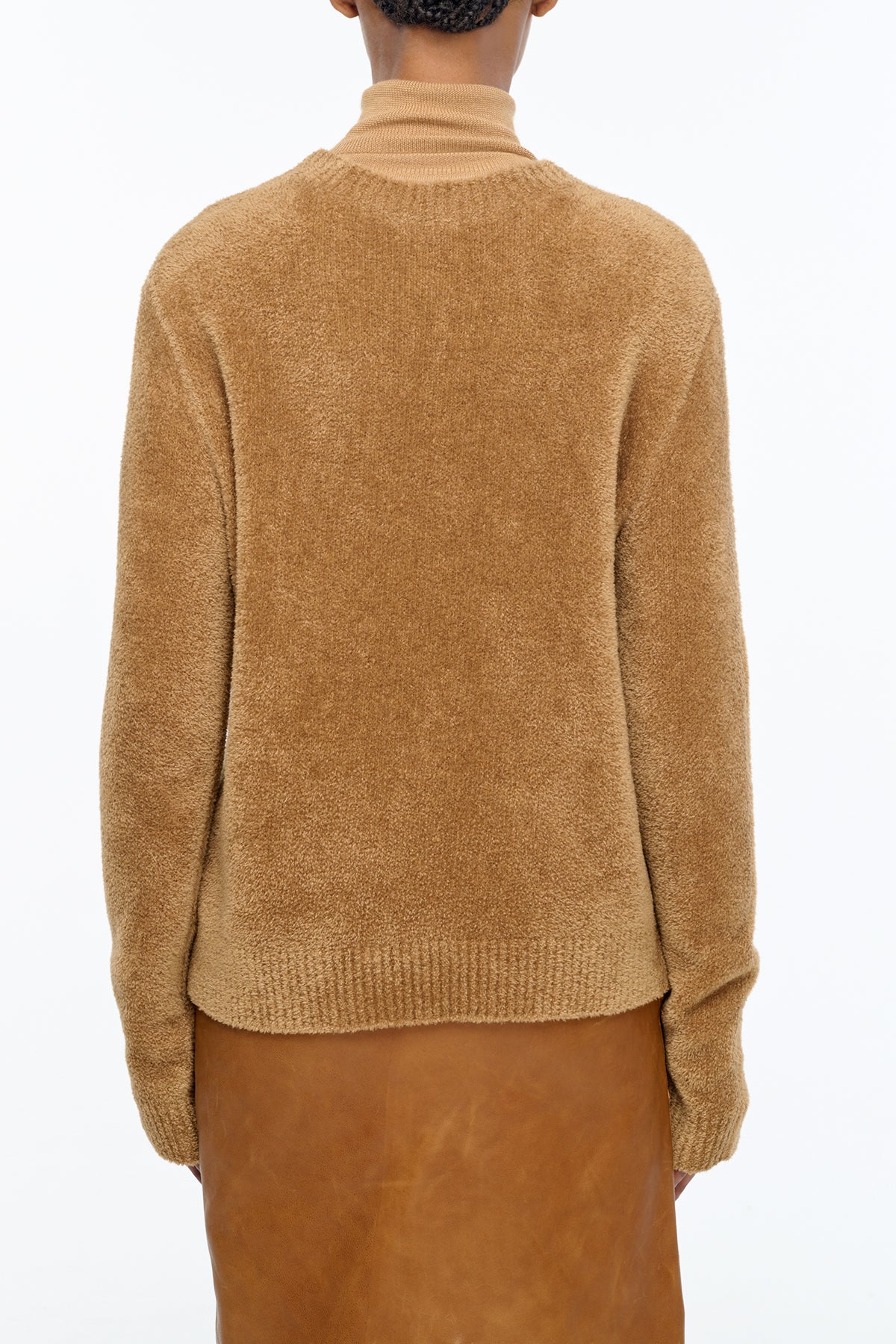 Imber Knit Crewneck Sweater in Mid Camel Silk