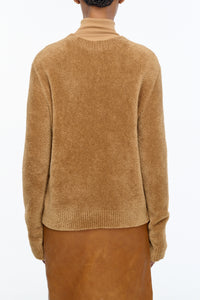 Imber Knit Crewneck Sweater in Mid Camel Silk