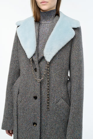 Demeter Coat Collar in Light Blue Shearling