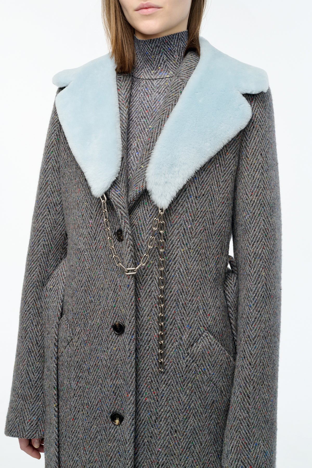 Demeter Coat Collar in Light Blue Shearling