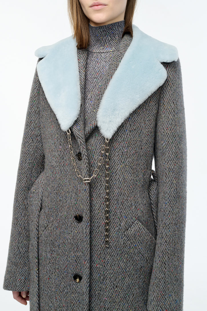 Demeter Coat Collar in Light Blue Shearling
