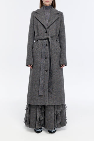 William Coat in Charcoal Multi Cashmere Wool Herringbone