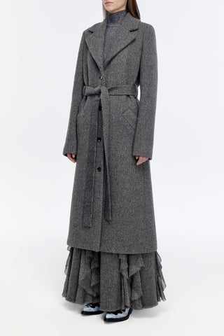 William Coat in Charcoal Multi Cashmere Wool Herringbone