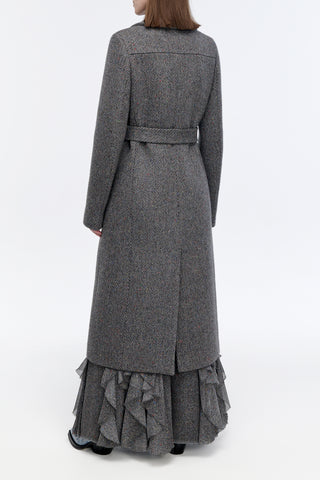 William Coat in Charcoal Multi Cashmere Wool Herringbone