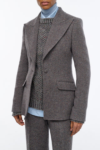 Leiva Blazer in Charcoal Multi Cashmere Wool Herringbone