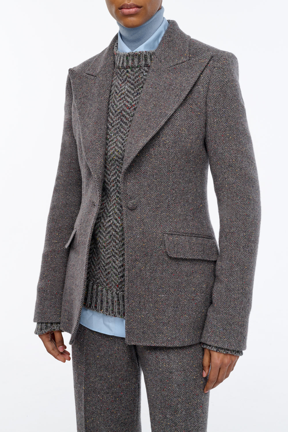 Leiva Blazer in Charcoal Multi Cashmere