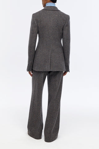 Norman Pant in Charcoal Multi Cashmere Wool Herringbone