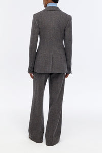Norman Pant in Charcoal Multi Cashmere Wool Herringbone
