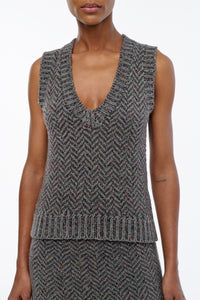 Cresset Vest in Charcoal Multi Cashmere