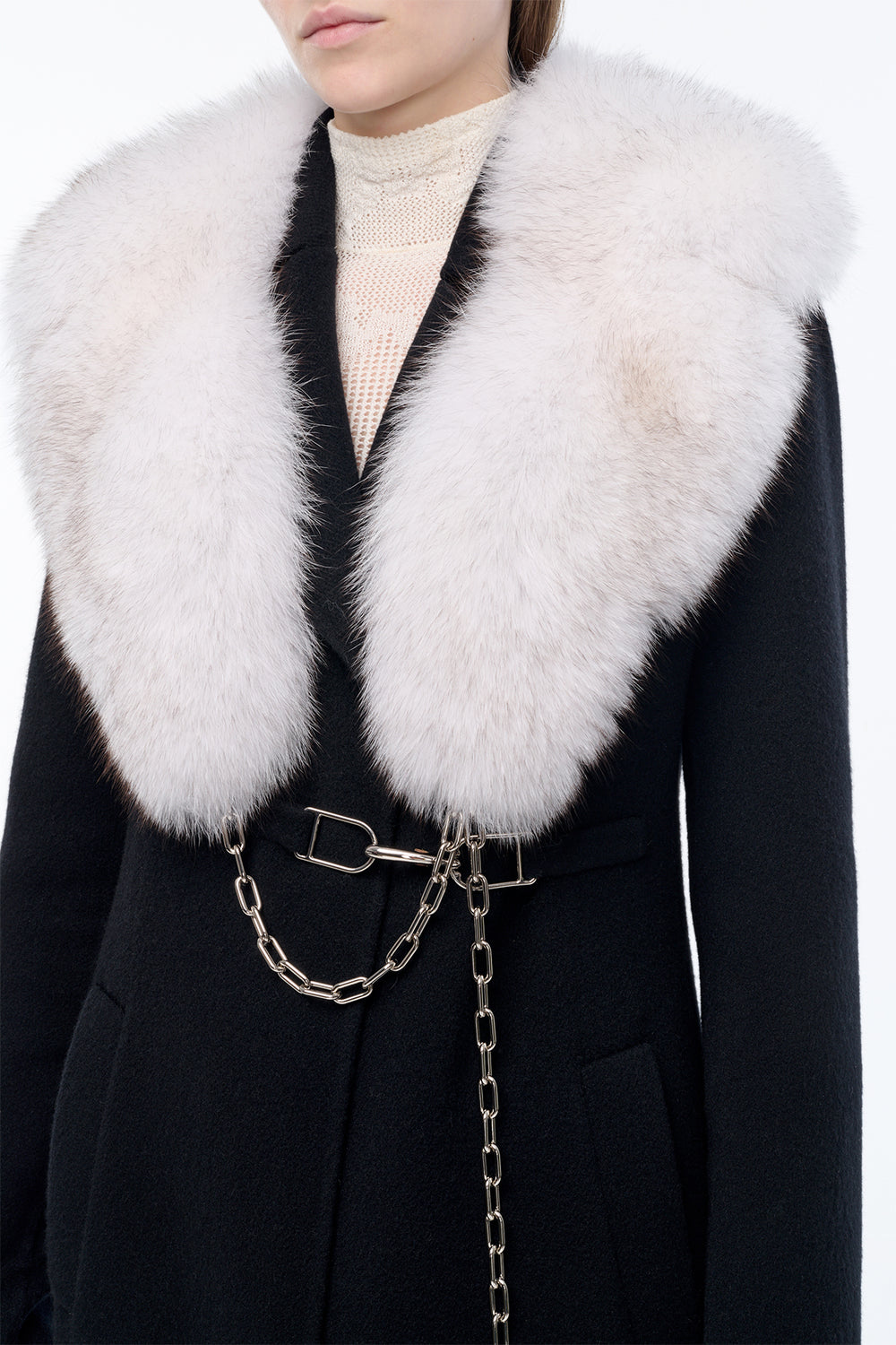 Demeter Coat Collar in White Recycled Fur