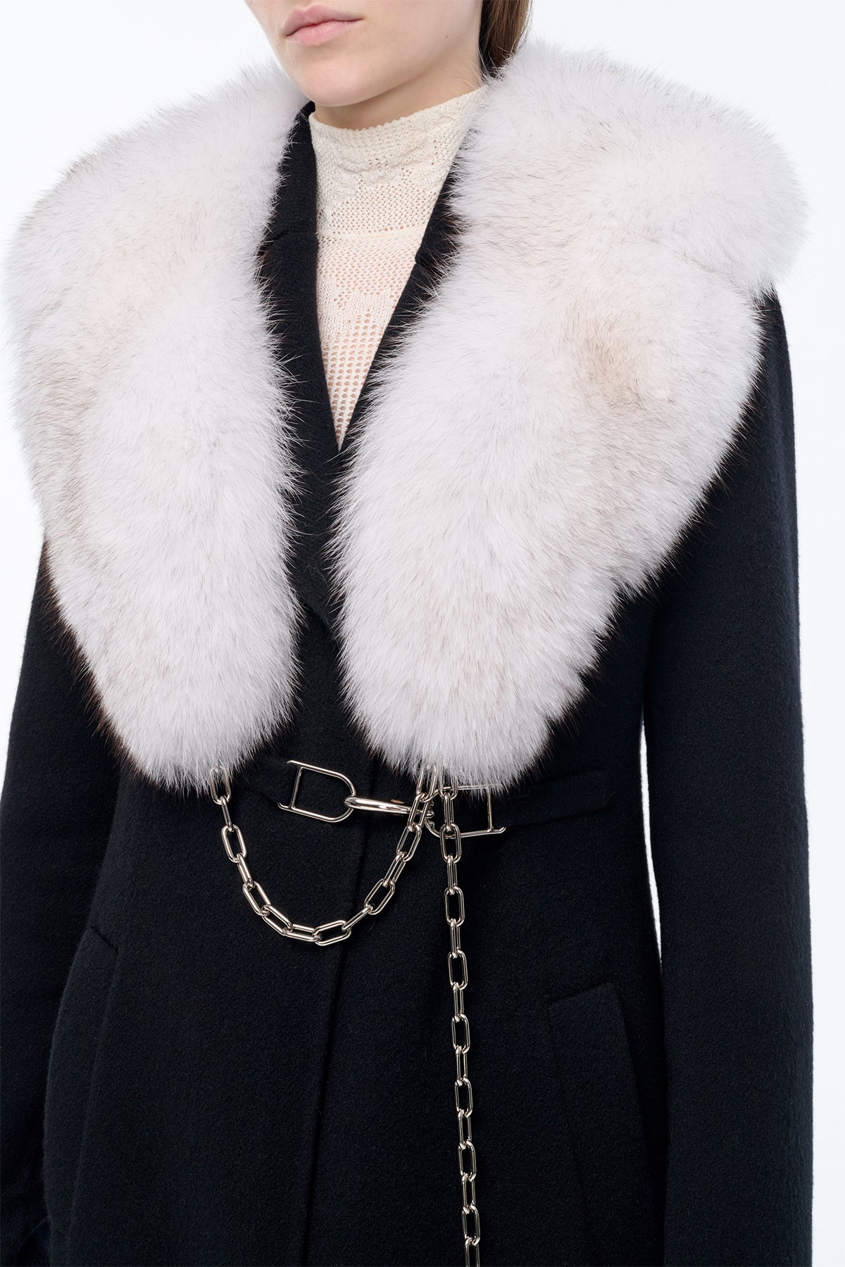 Demeter Coat Collar in White Recycled Fur