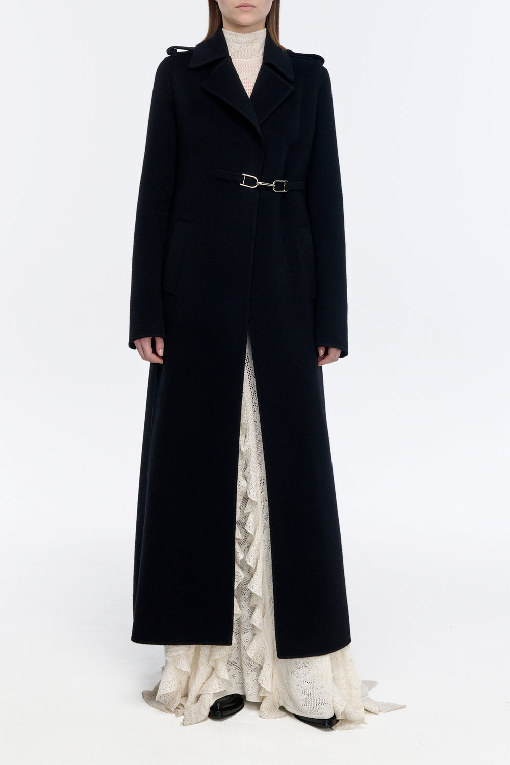 Dee Coat in Black Double-face Recycled Cashmere