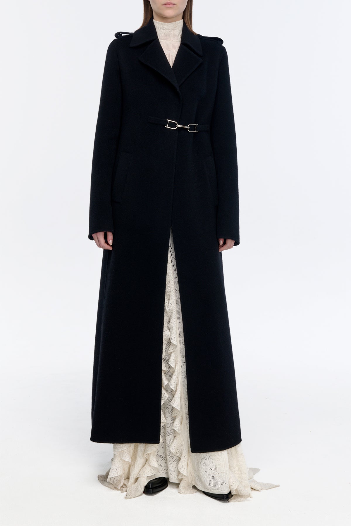 Dee Coat in Black Double-face Recycled Cashmere