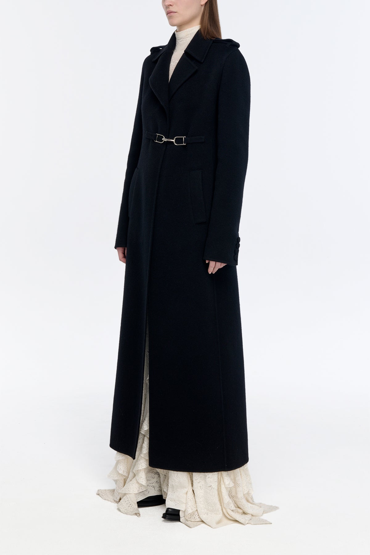 Dee Coat in Black Double-face Recycled Cashmere