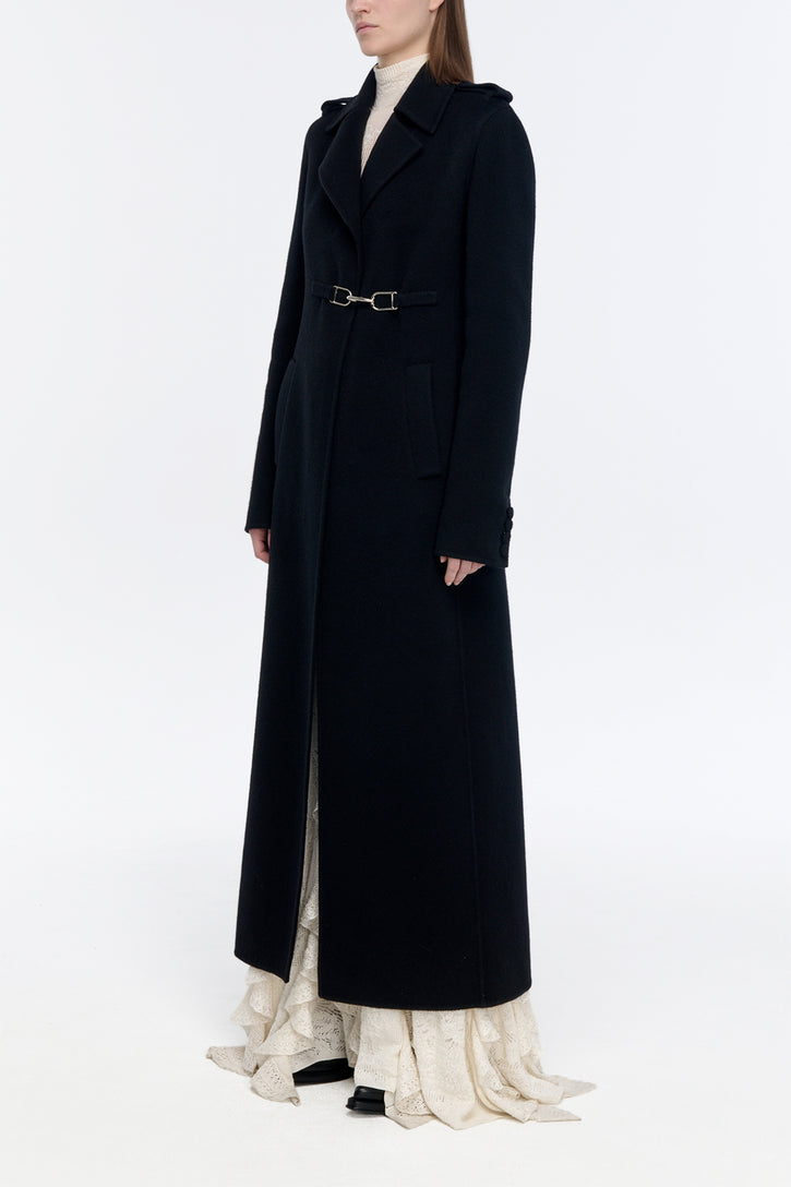 Dee Coat in Black Double-face Recycled Cashmere
