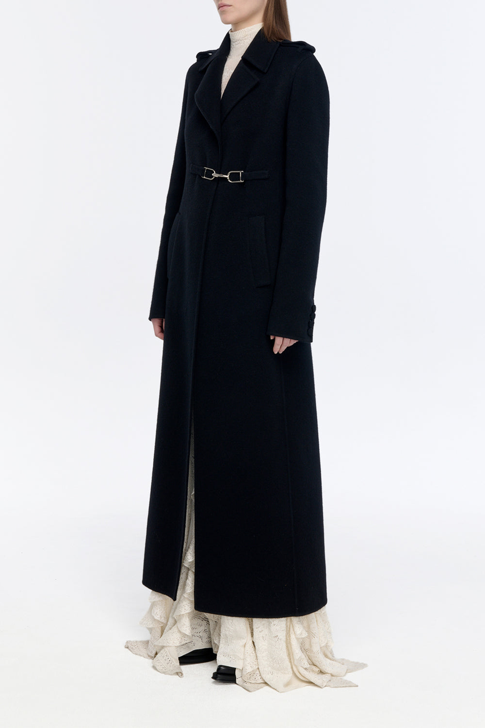 Dee Coat in Black Double-face Recycled Cashmere