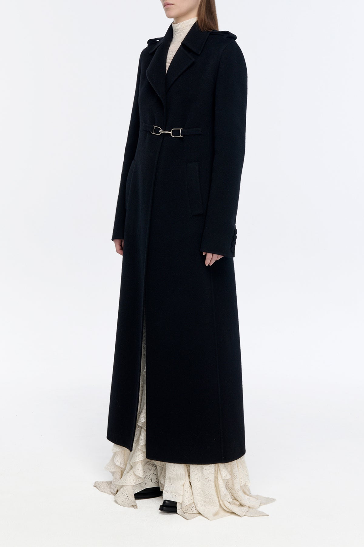 Dee Coat in Black Double-face Recycled Cashmere