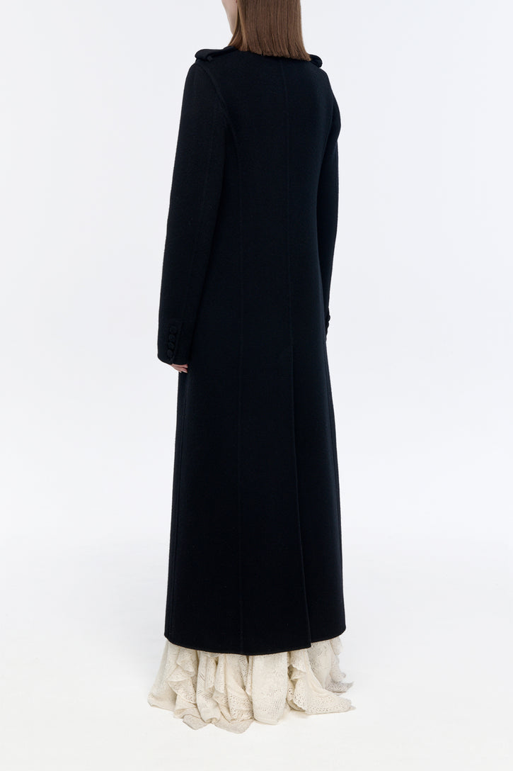 Dee Coat in Black Double-face Recycled Cashmere
