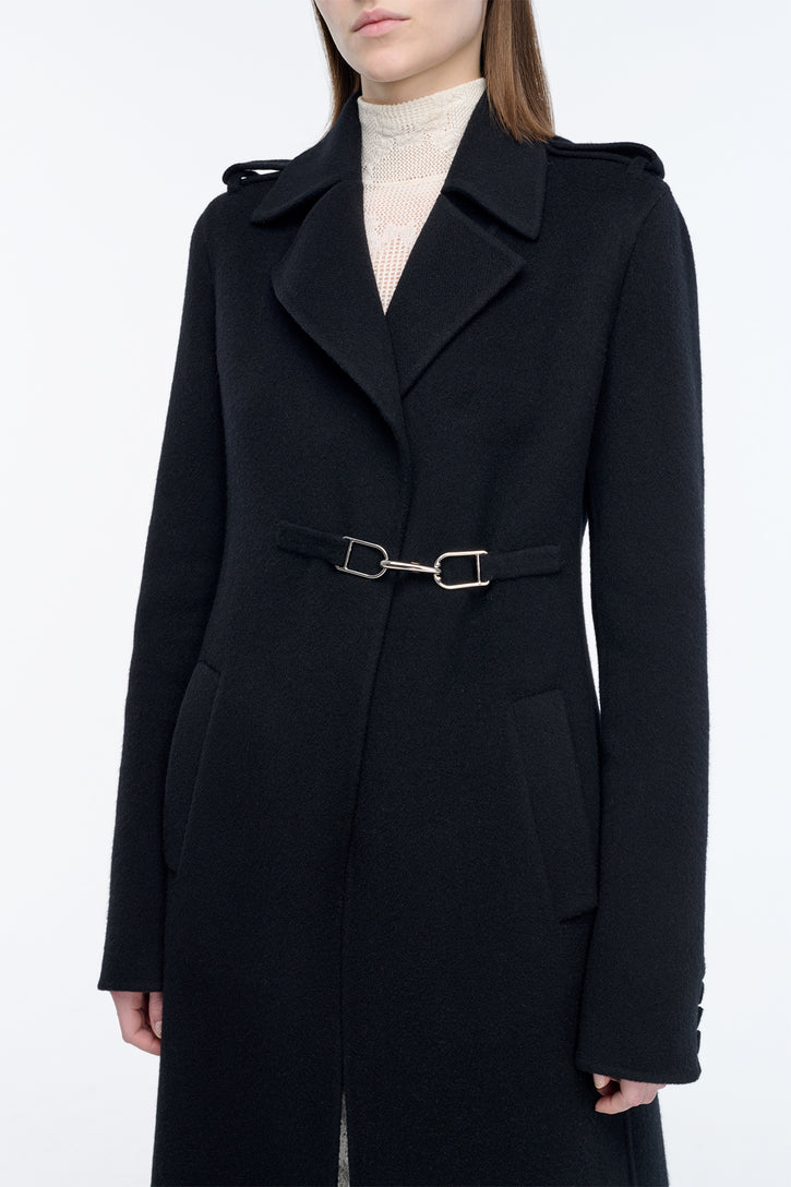 Dee Coat in Black Double-face Recycled Cashmere