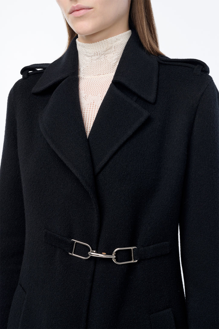 Dee Coat in Black Double-face Recycled Cashmere