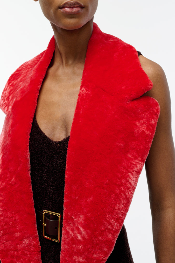 Elliot Coat Collar in Red Shearling