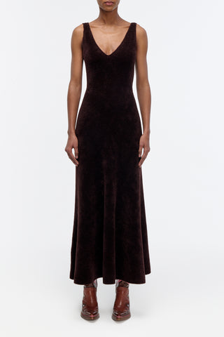 Lady Hall Knit Slip Dress in Chocolate Silk