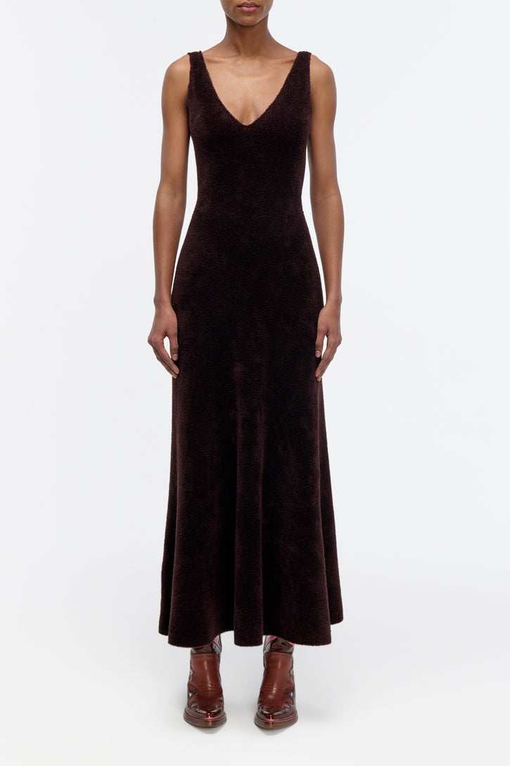 Lady Hall Knit Dress in Chocolate Cashmere Silk