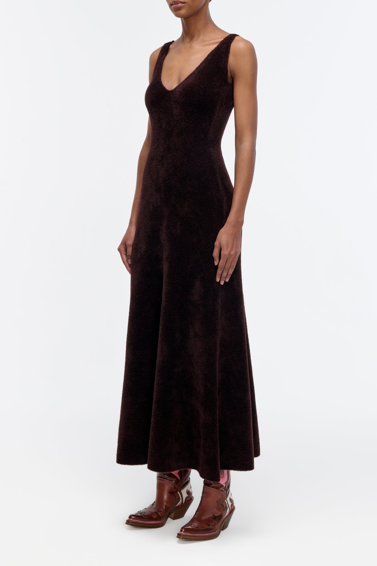 Lady Hall Knit Dress in Chocolate Cashmere Silk