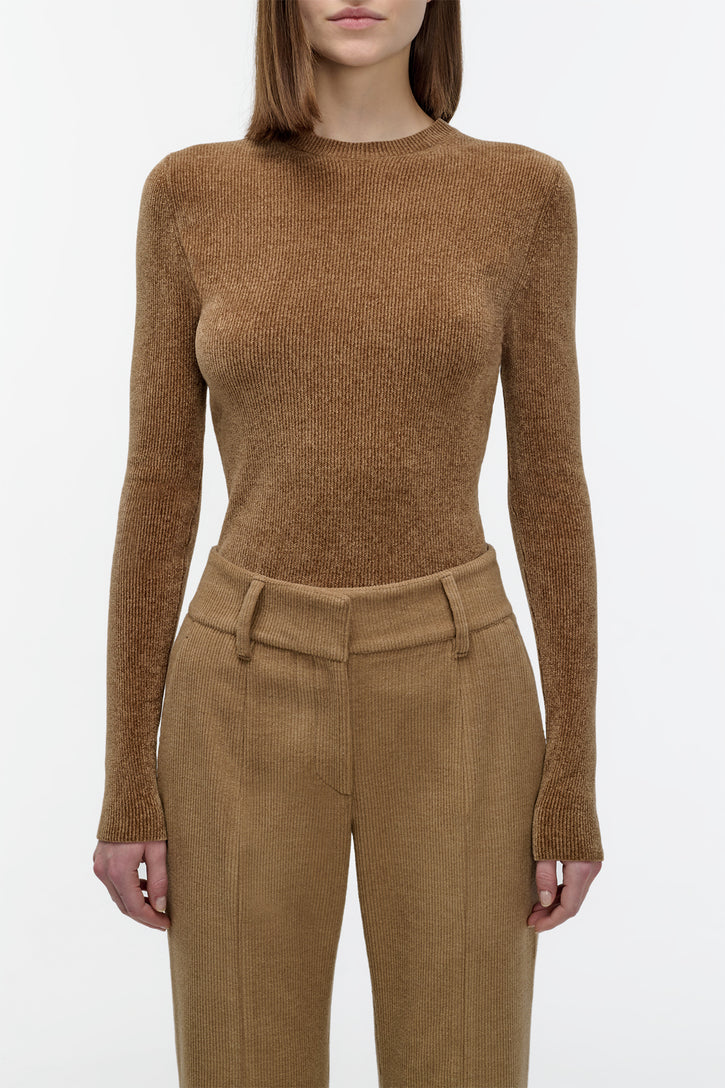 Regent Knit Sweater in Camel Silk