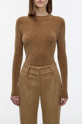 Regent Knit Sweater in Camel Silk