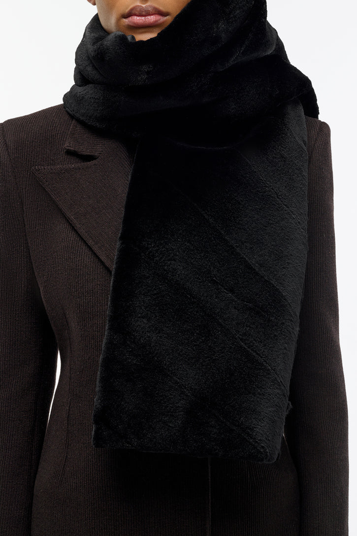 Maccabee Scarf in Black Recycled Fur