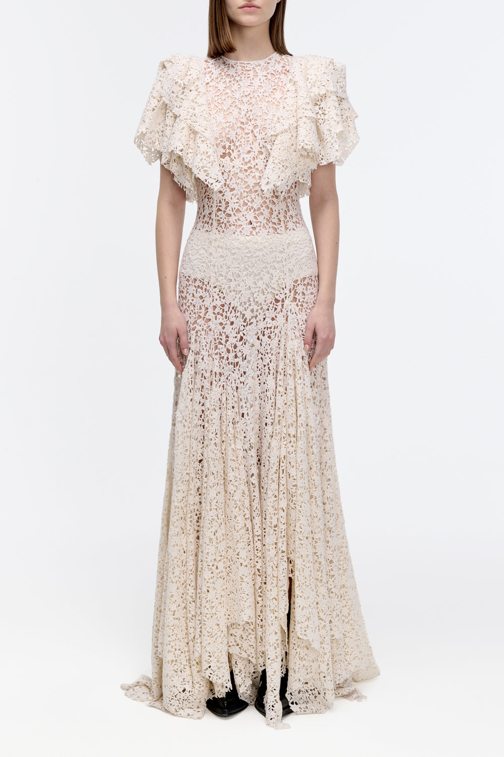 Lulsy Dress in Ivory Floral Cashmere Lace