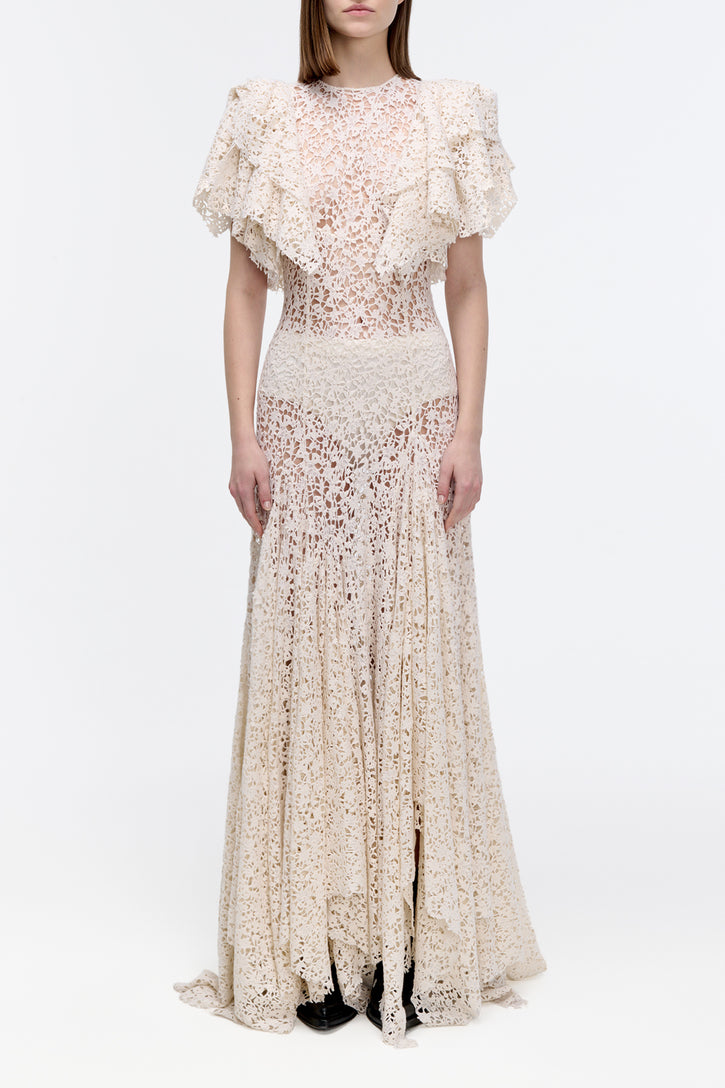 Lulsy Dress in Ivory Floral Cashmere Lace