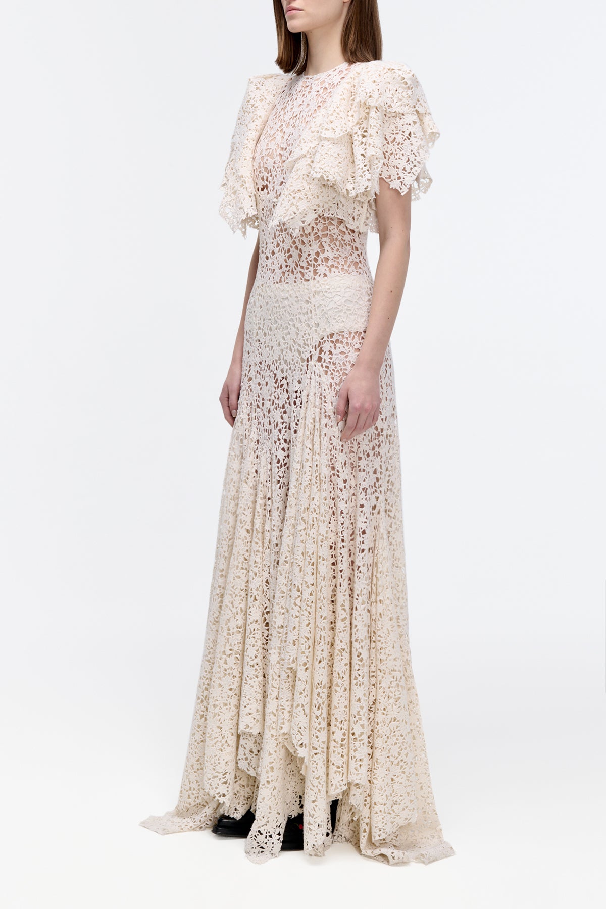 Lulsy Dress in Ivory Floral Cashmere Lace