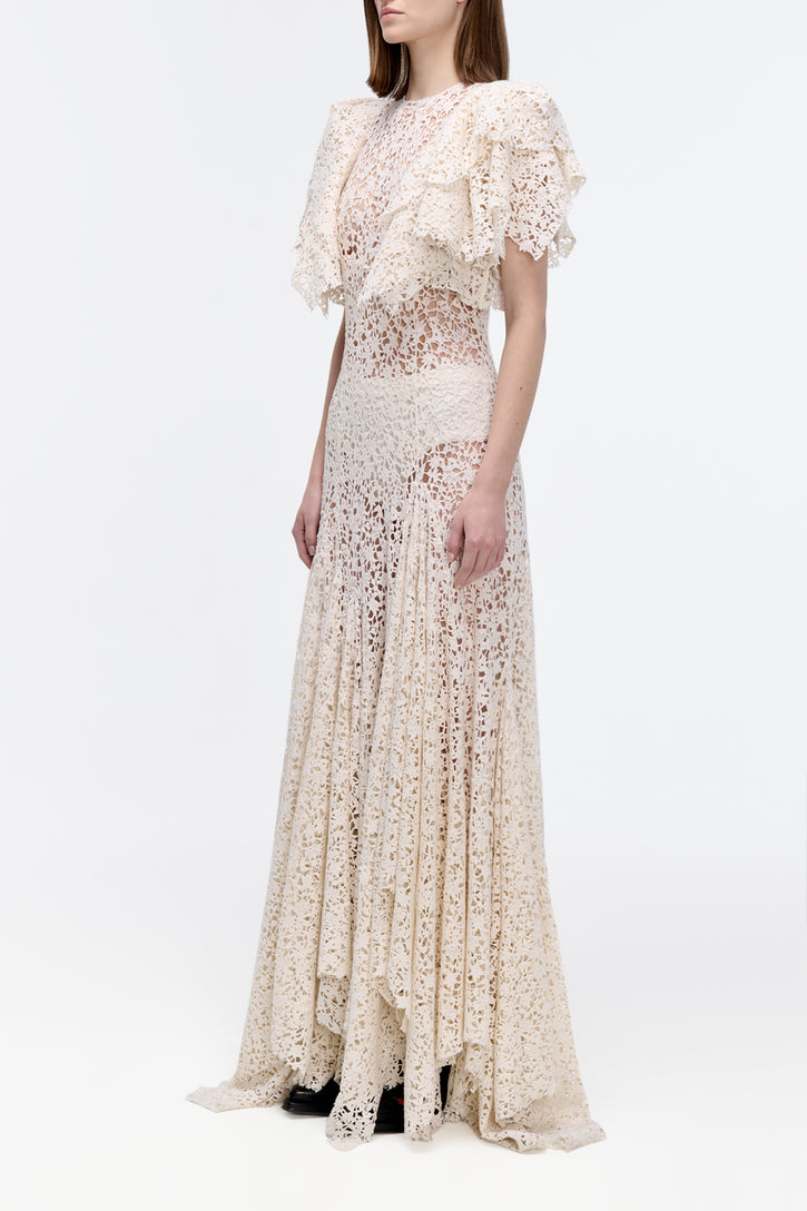 Lulsy Dress in Ivory Floral Cashmere Lace