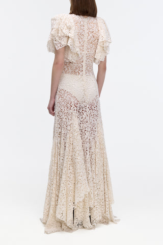 Lulsy Dress in Ivory Floral Cashmere Lace