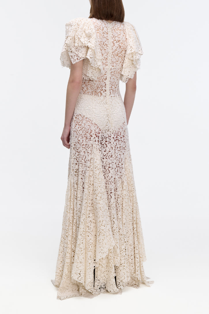 Lulsy Dress in Ivory Floral Cashmere Lace